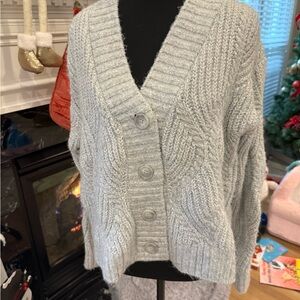 Universal Threads Gray Cable Knit Cardigan Sweater